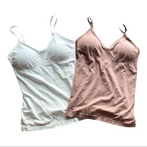 NWOT Shaper Cami Bra Tank Padded Adjustable Straps White & Pinkish Nude Large